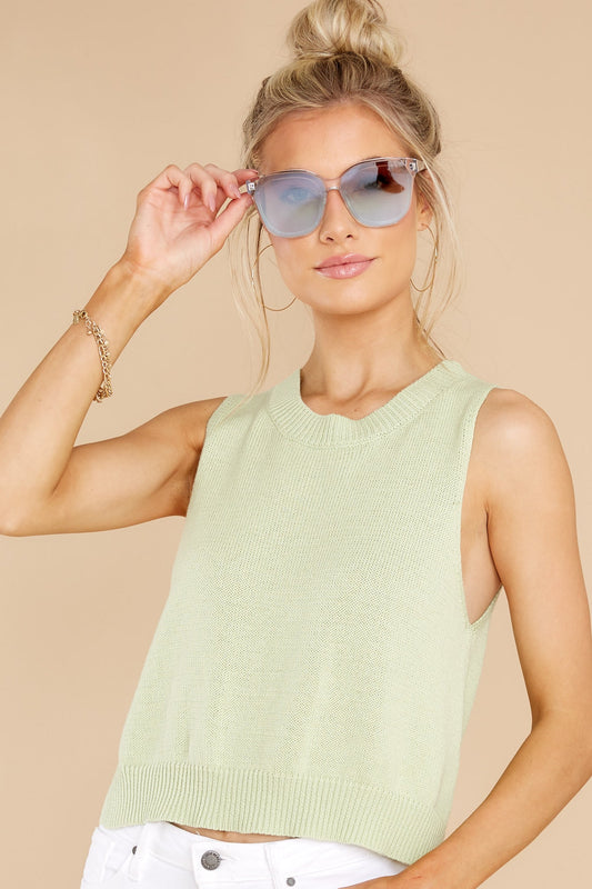 Flatter Me Light Green Knit Top