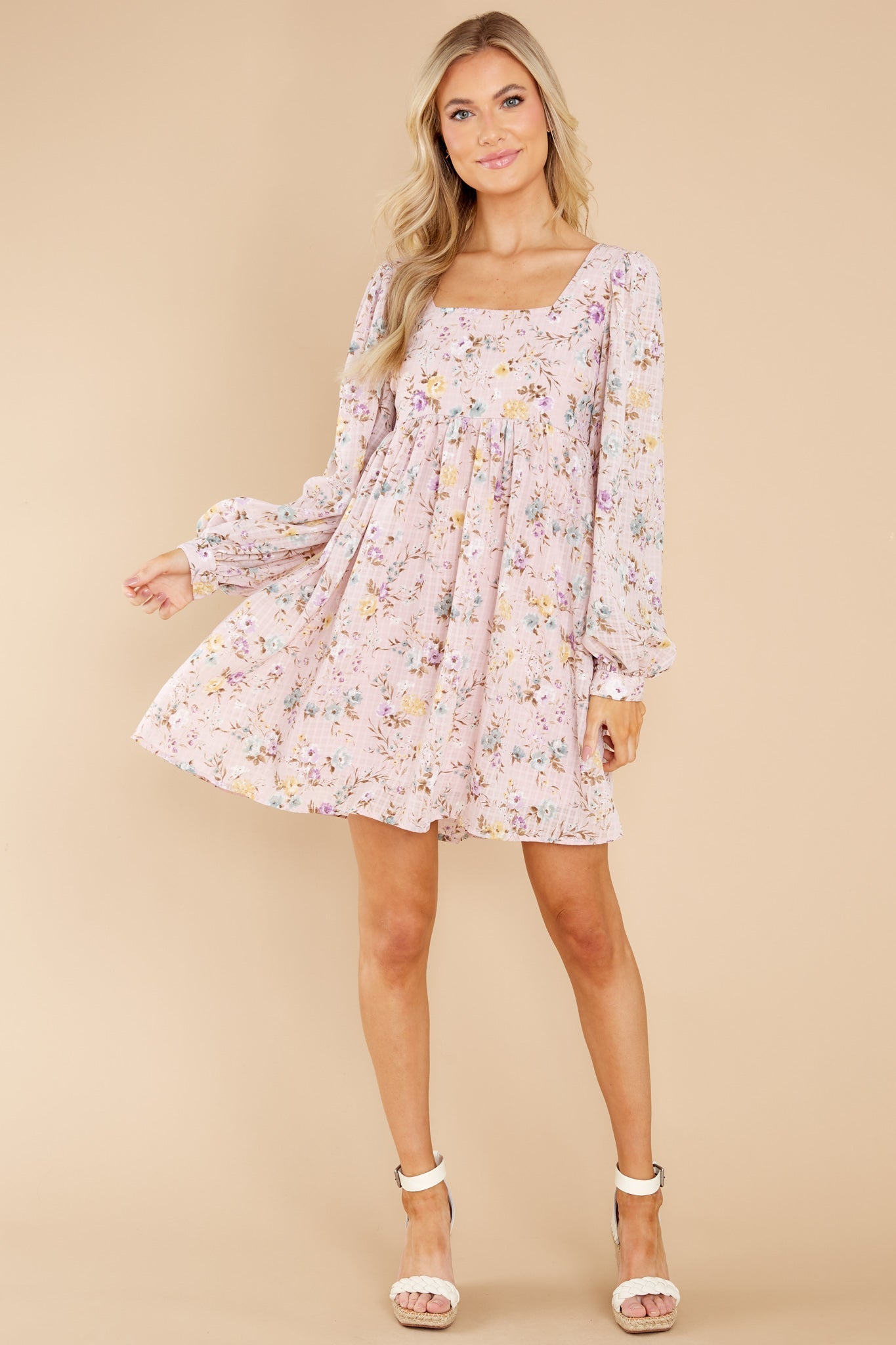 Let It Grow Blush Pink Floral Print Dress