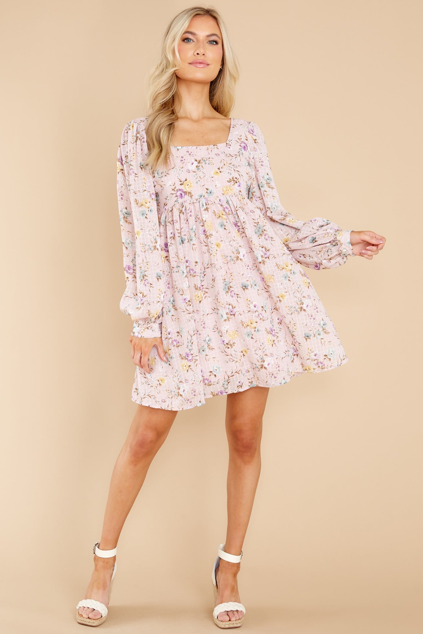 Let It Grow Blush Pink Floral Print Dress