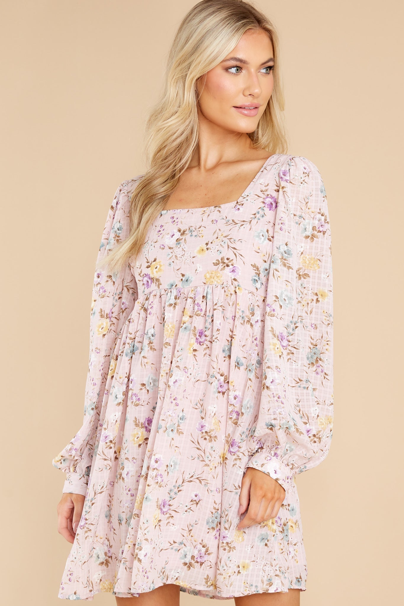 Let It Grow Blush Pink Floral Print Dress