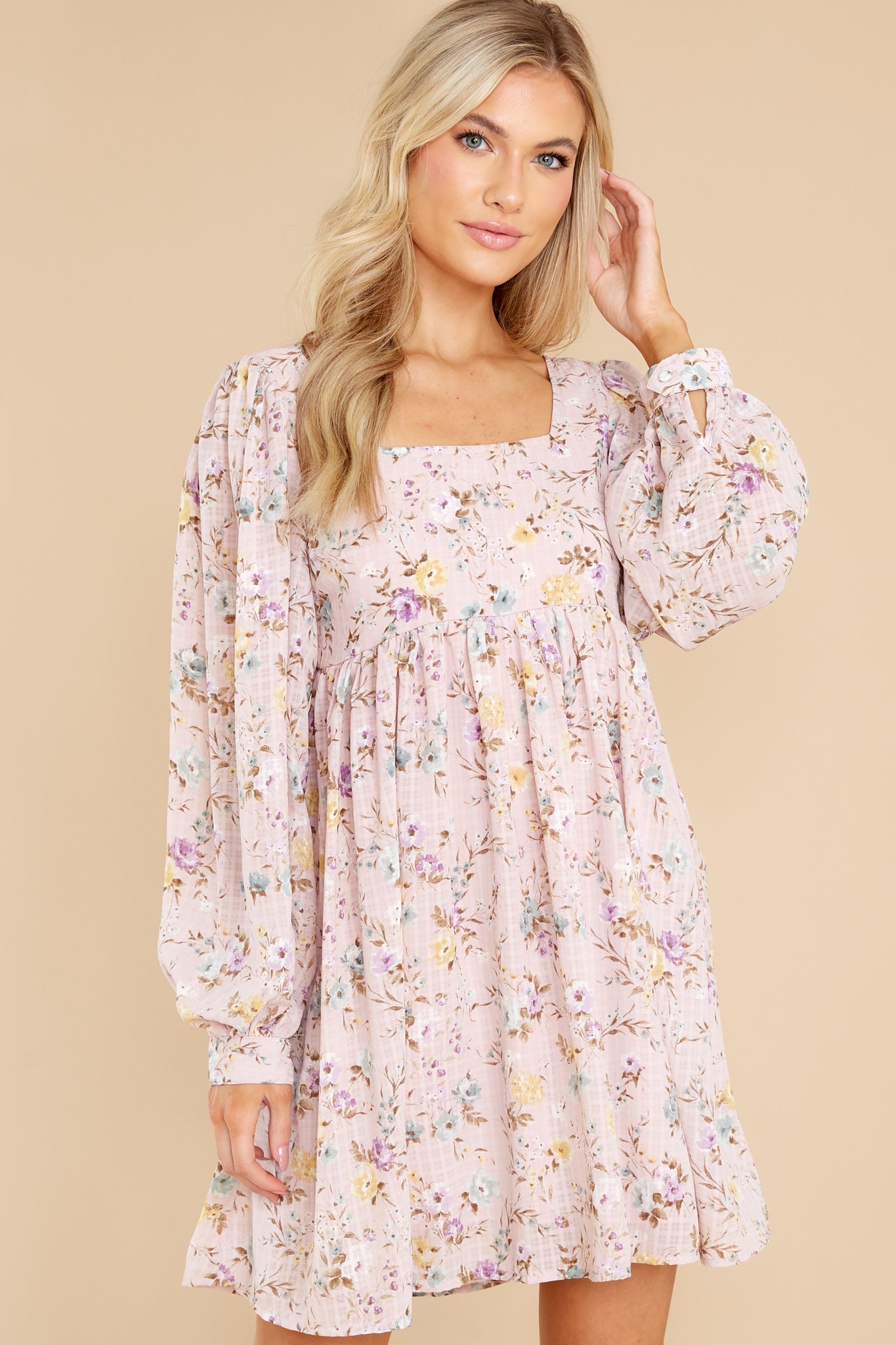 Let It Grow Blush Pink Floral Print Dress