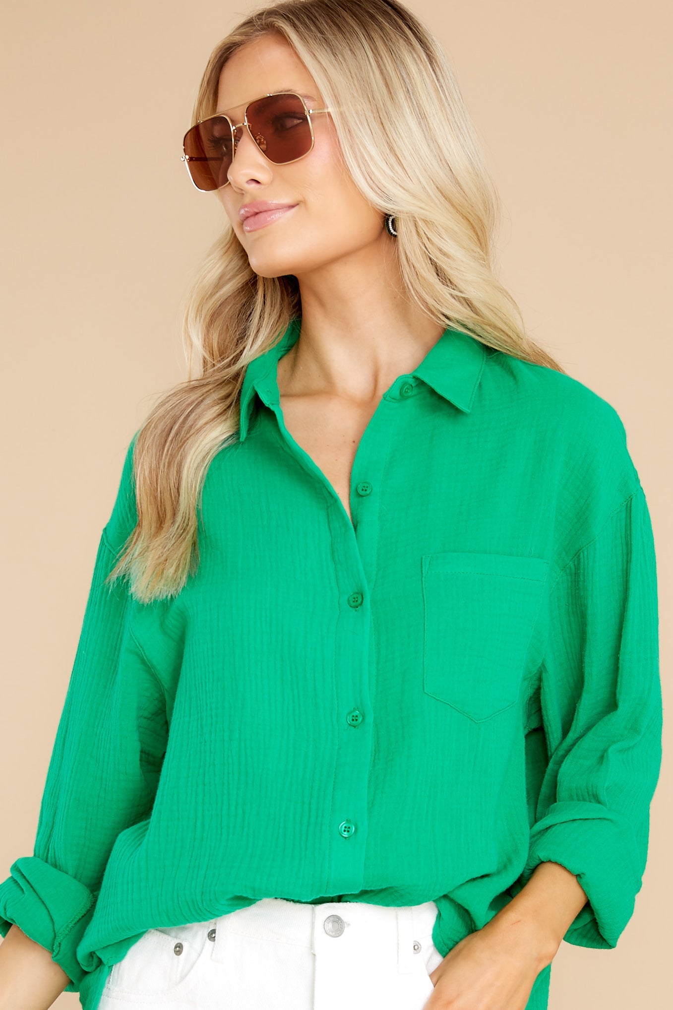 The Grass Is Greener Emerald Cotton Top