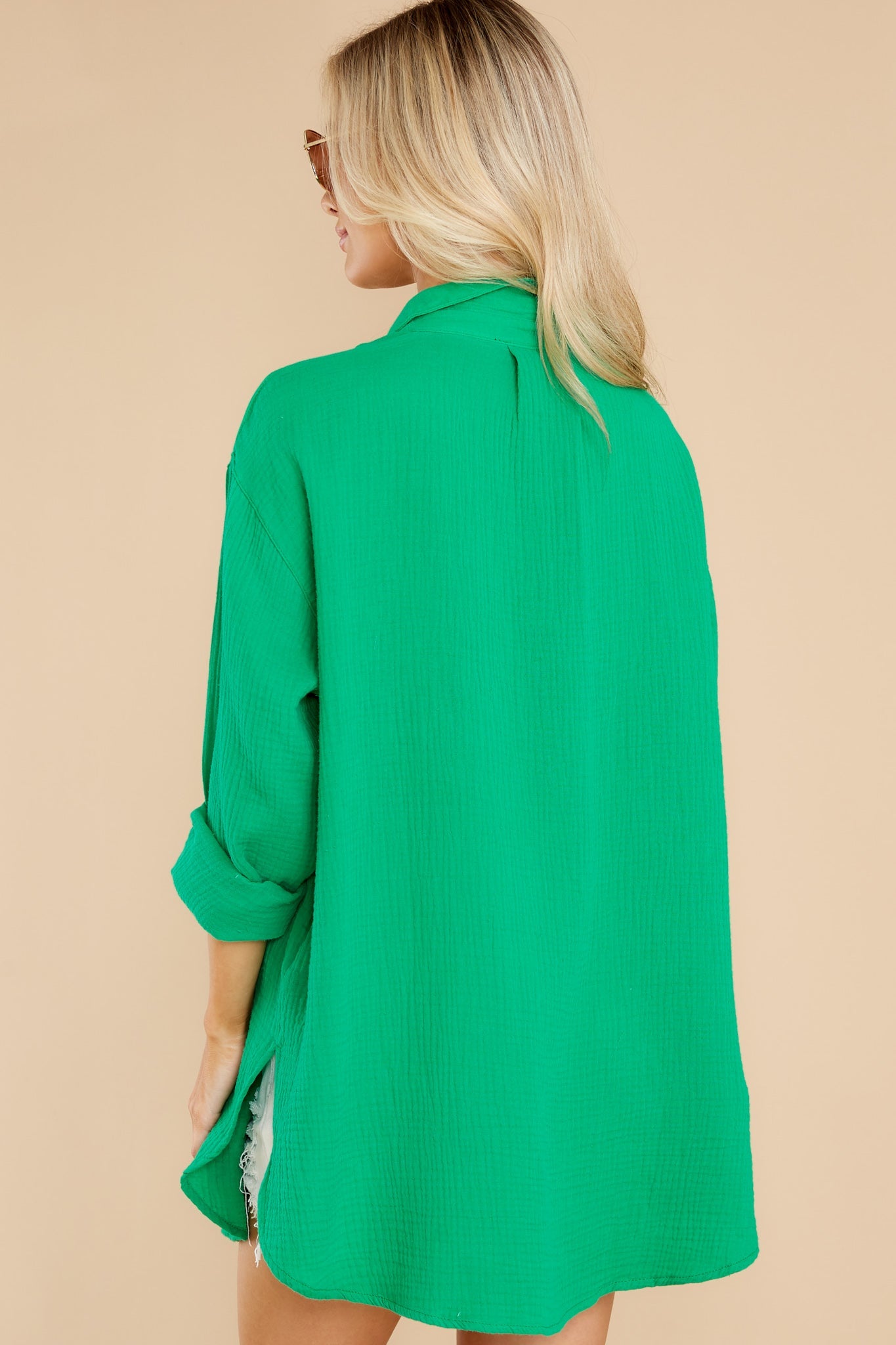 The Grass Is Greener Emerald Cotton Top