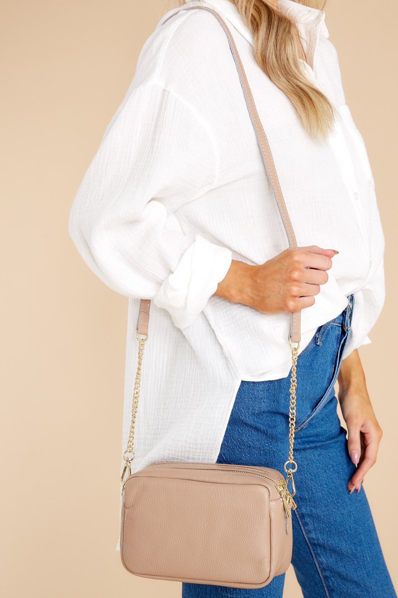 Too Chic Beige Leather Bag