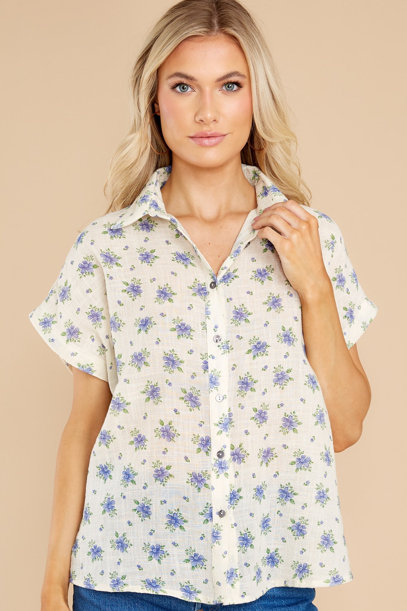 Unwavering Love Blue Floral Print Top