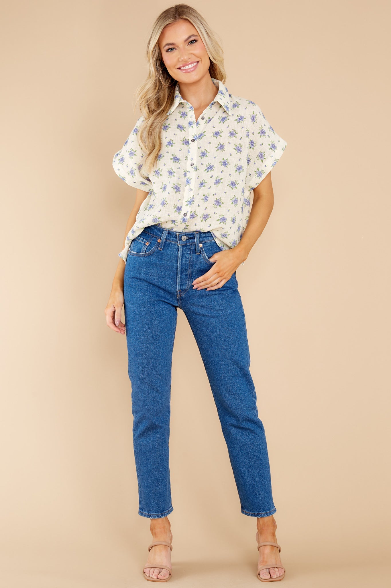 Unwavering Love Blue Floral Print Top