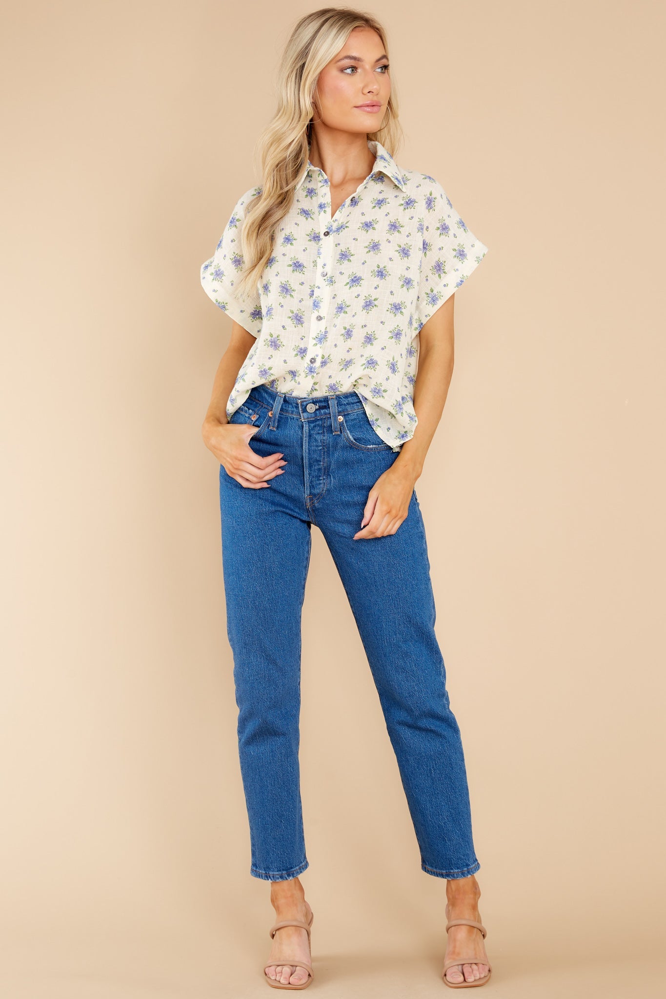 Unwavering Love Blue Floral Print Top