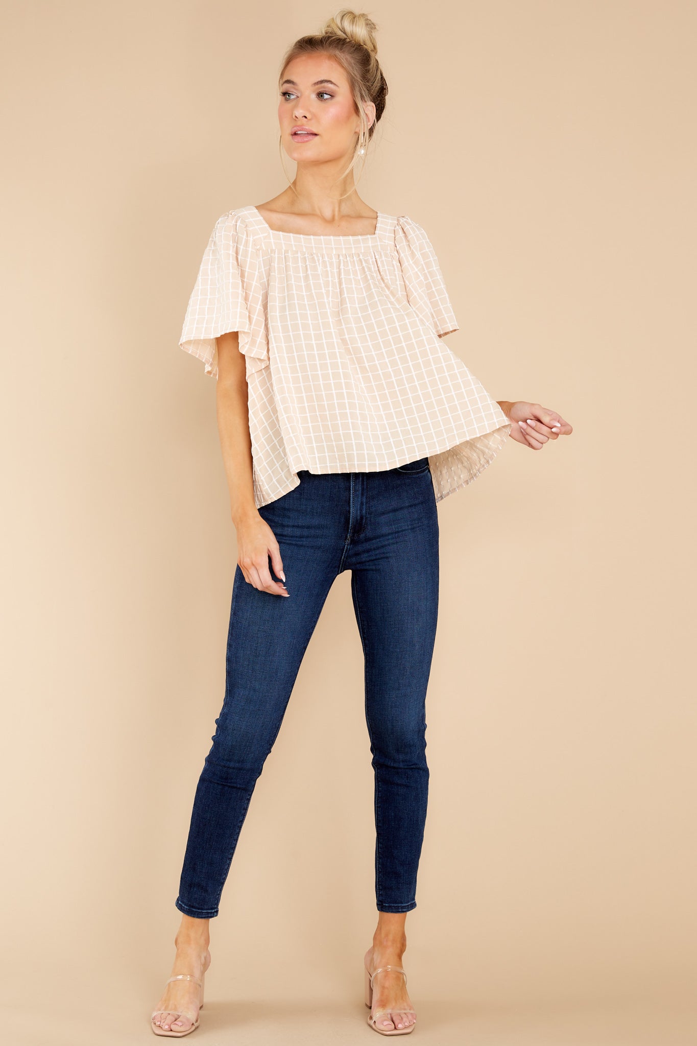 Simple Perfection Tan Print Blouse