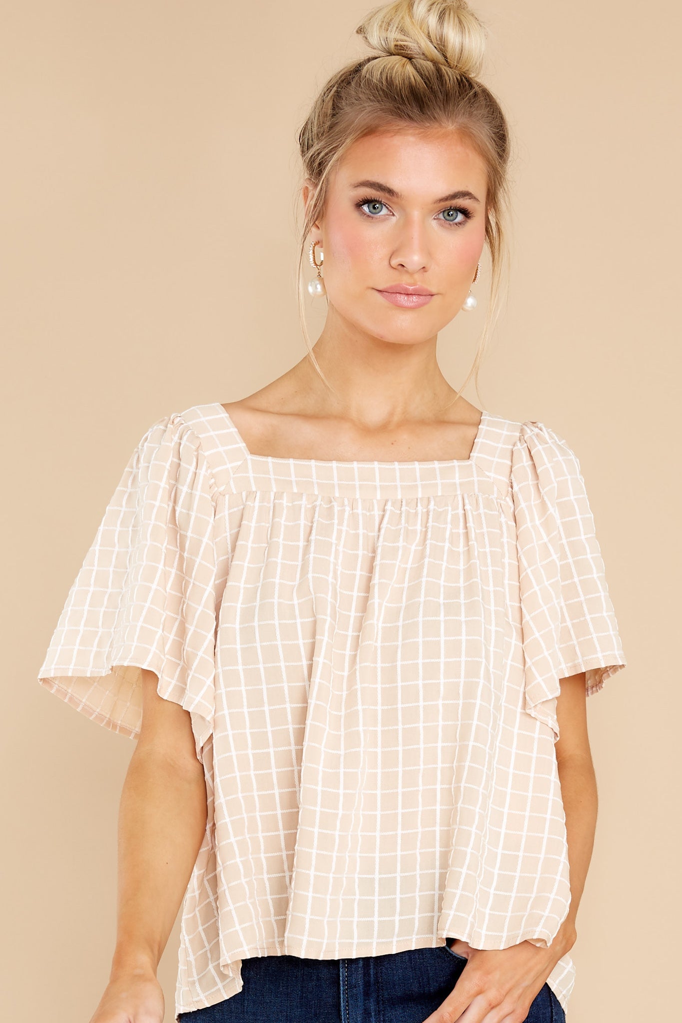 Simple Perfection Tan Print Blouse