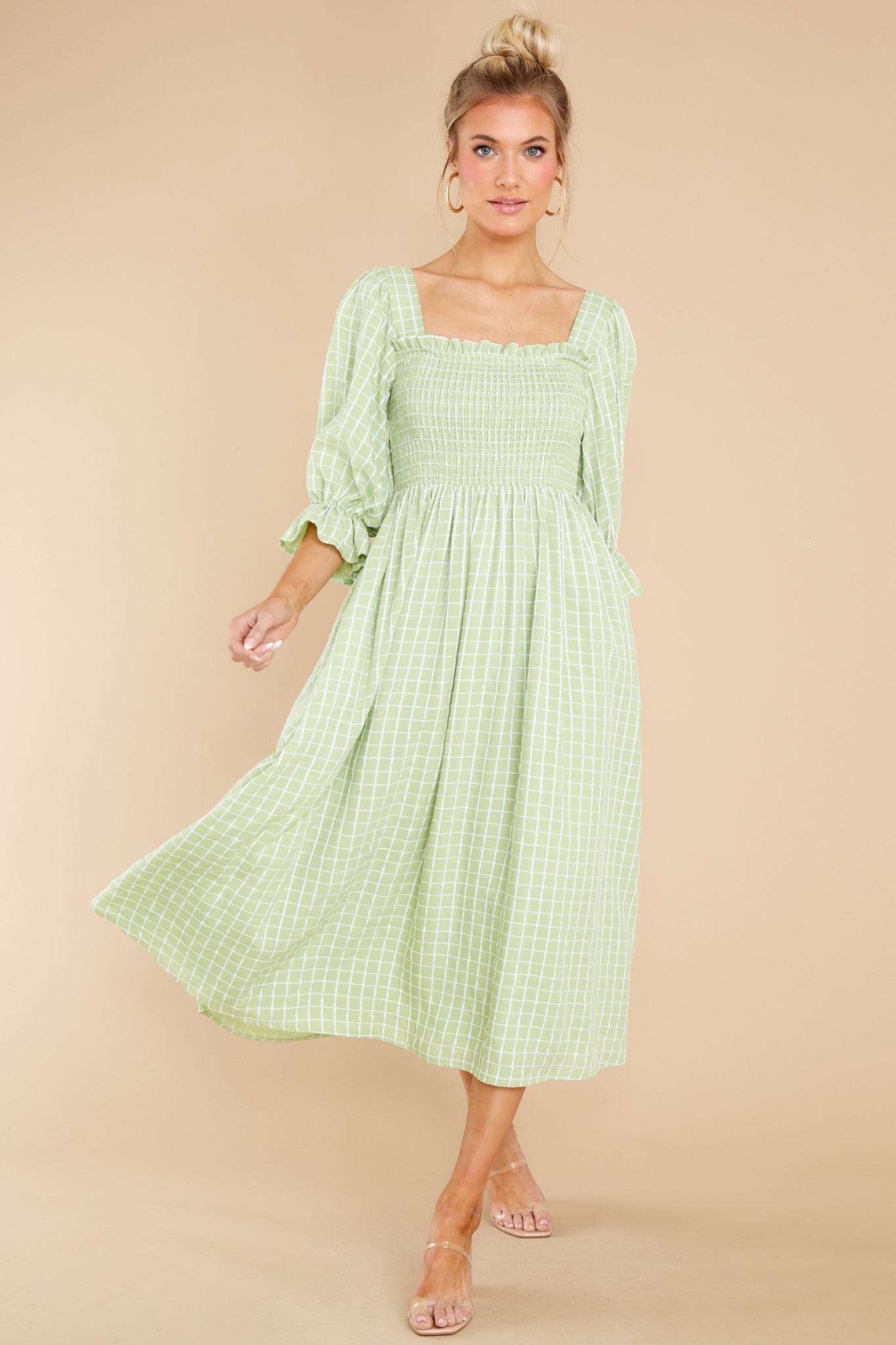 Someone Special Green Print Midi Dress