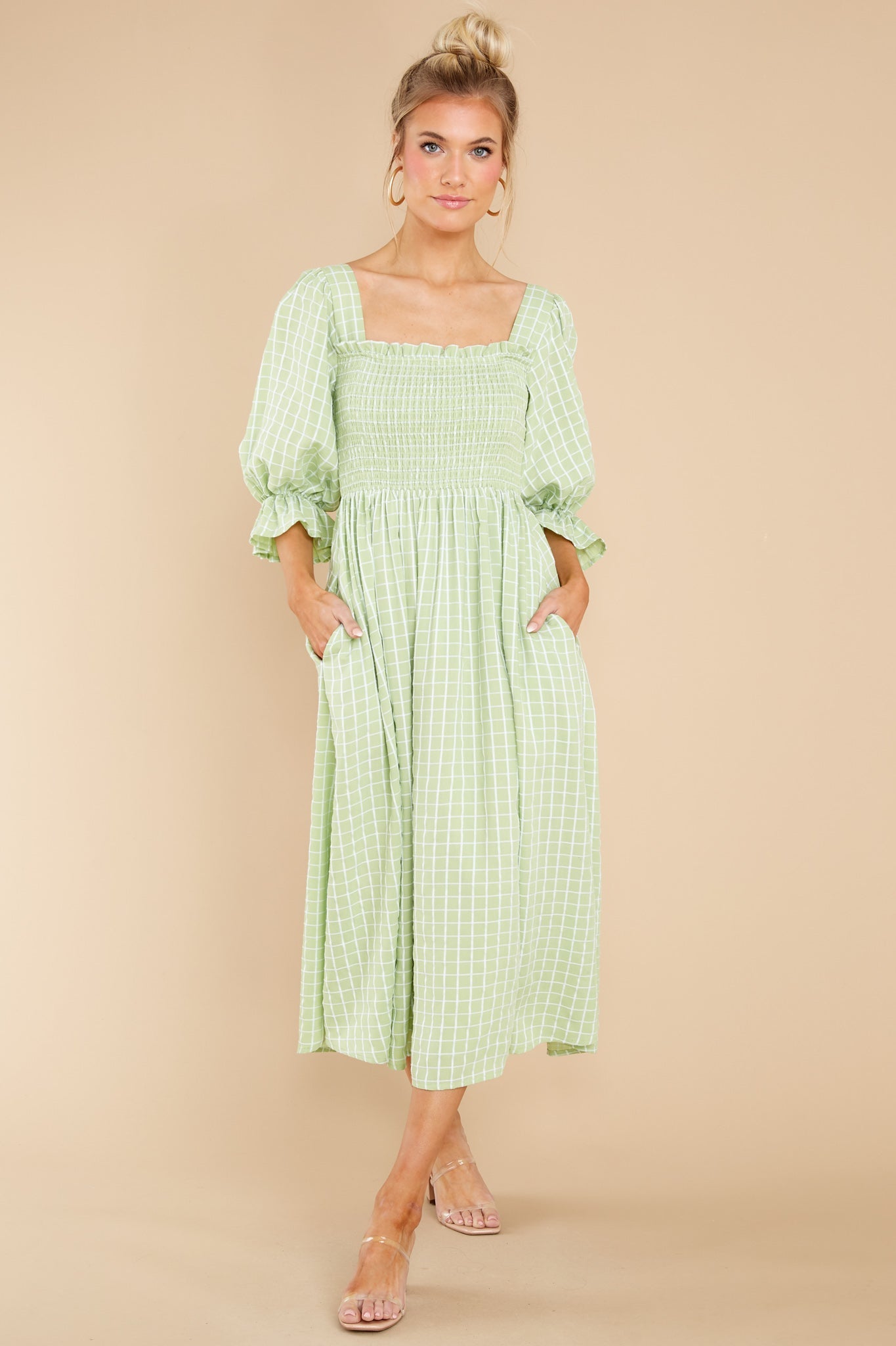 Someone Special Green Print Midi Dress