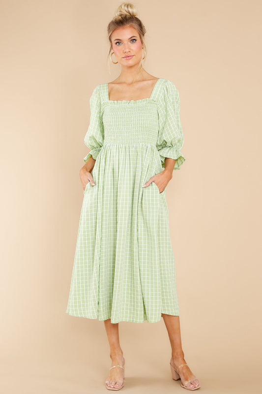 Someone Special Green Print Midi Dress