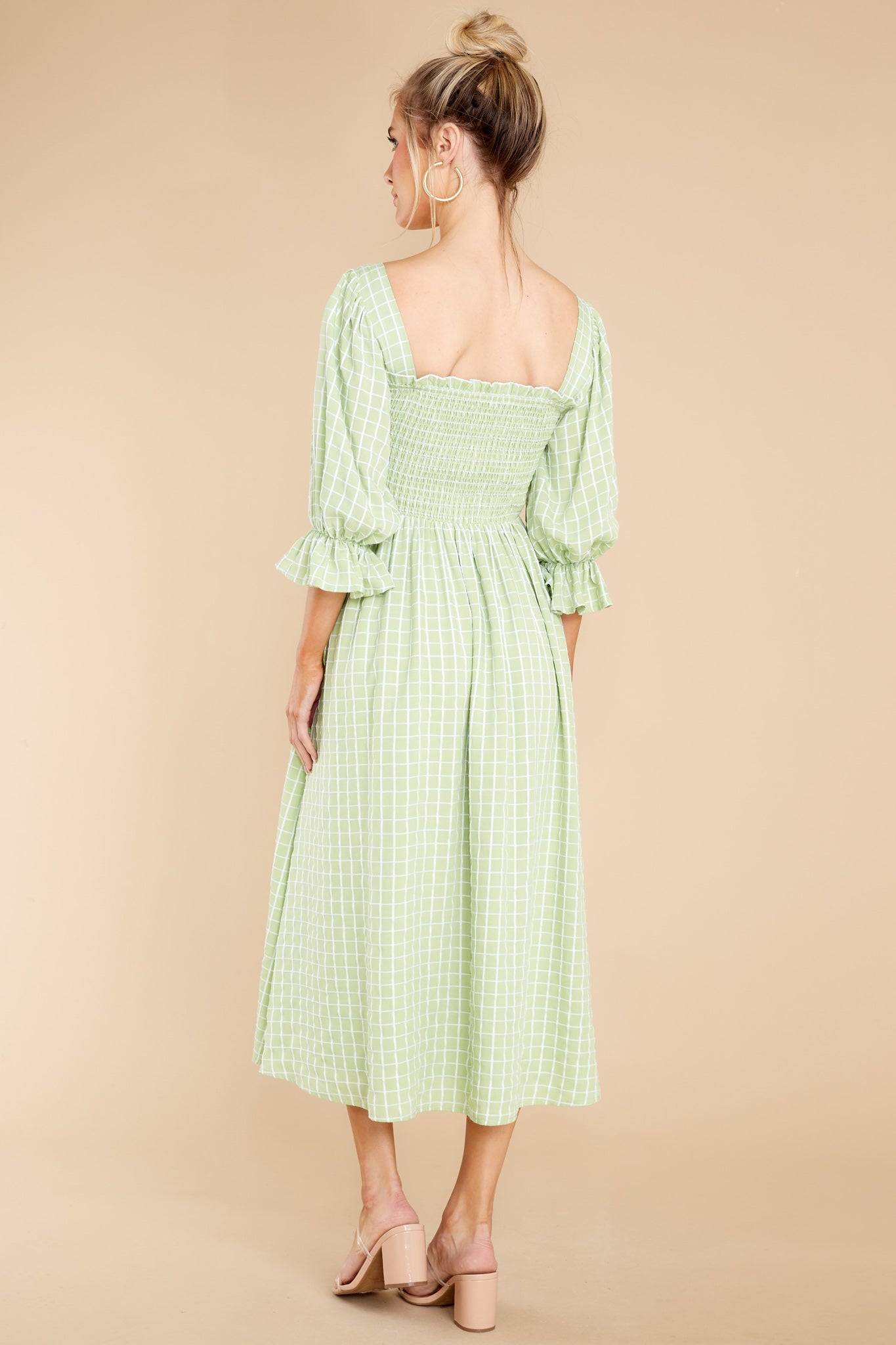 Someone Special Green Print Midi Dress