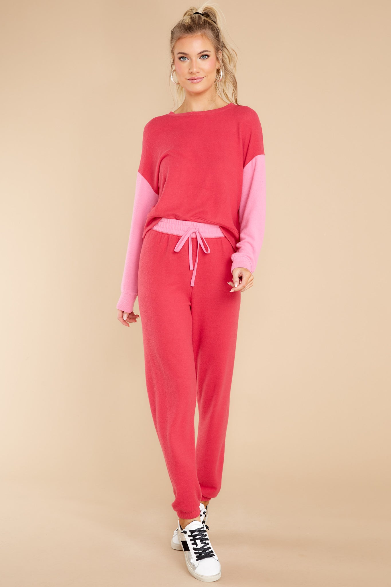 Naptime Cherry Red Brushed Jogger