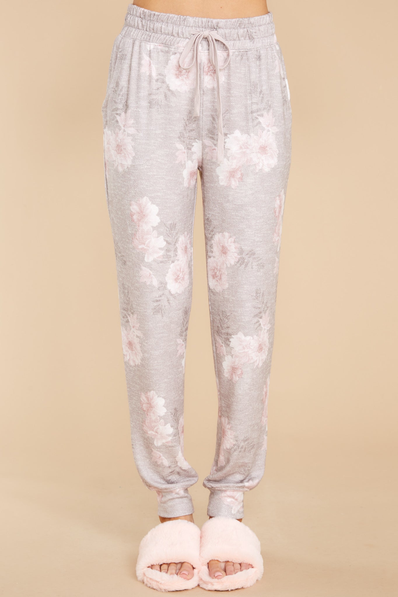 Comfy Taupe Ash Floral Jogger