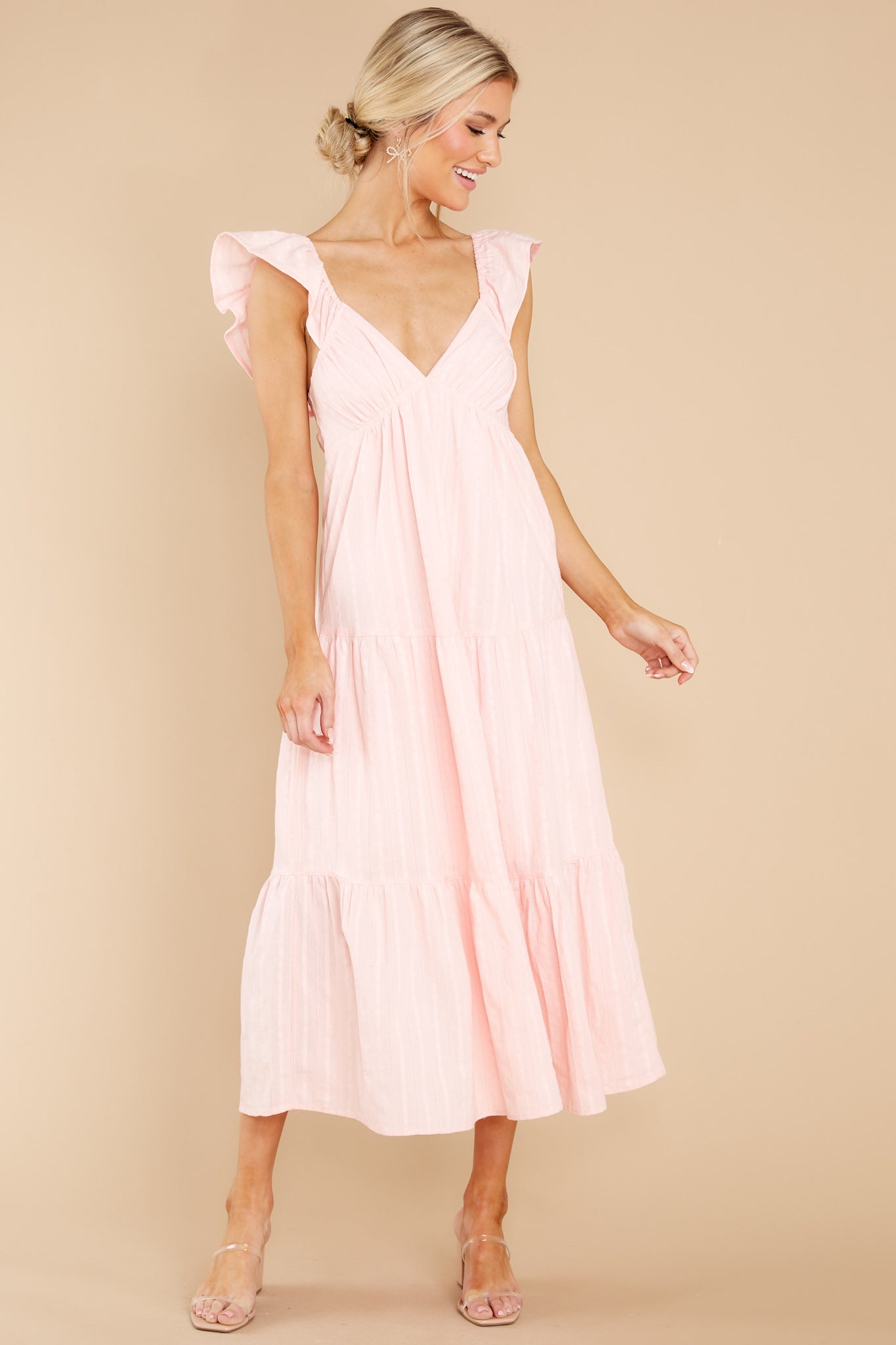 Play For Love Light Pink Midi Dress
