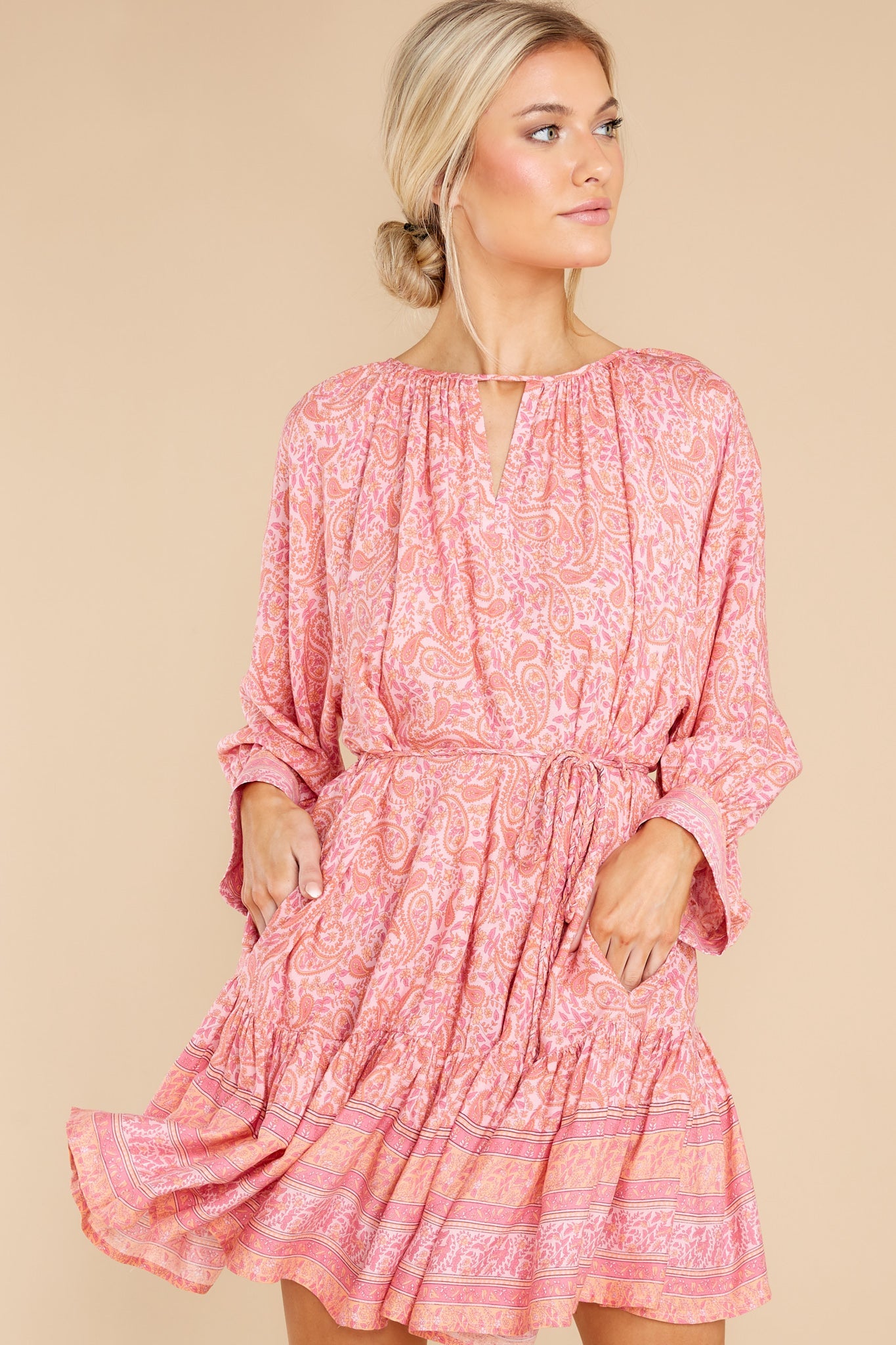 Radiant Beauty Pink Multi Print Dress