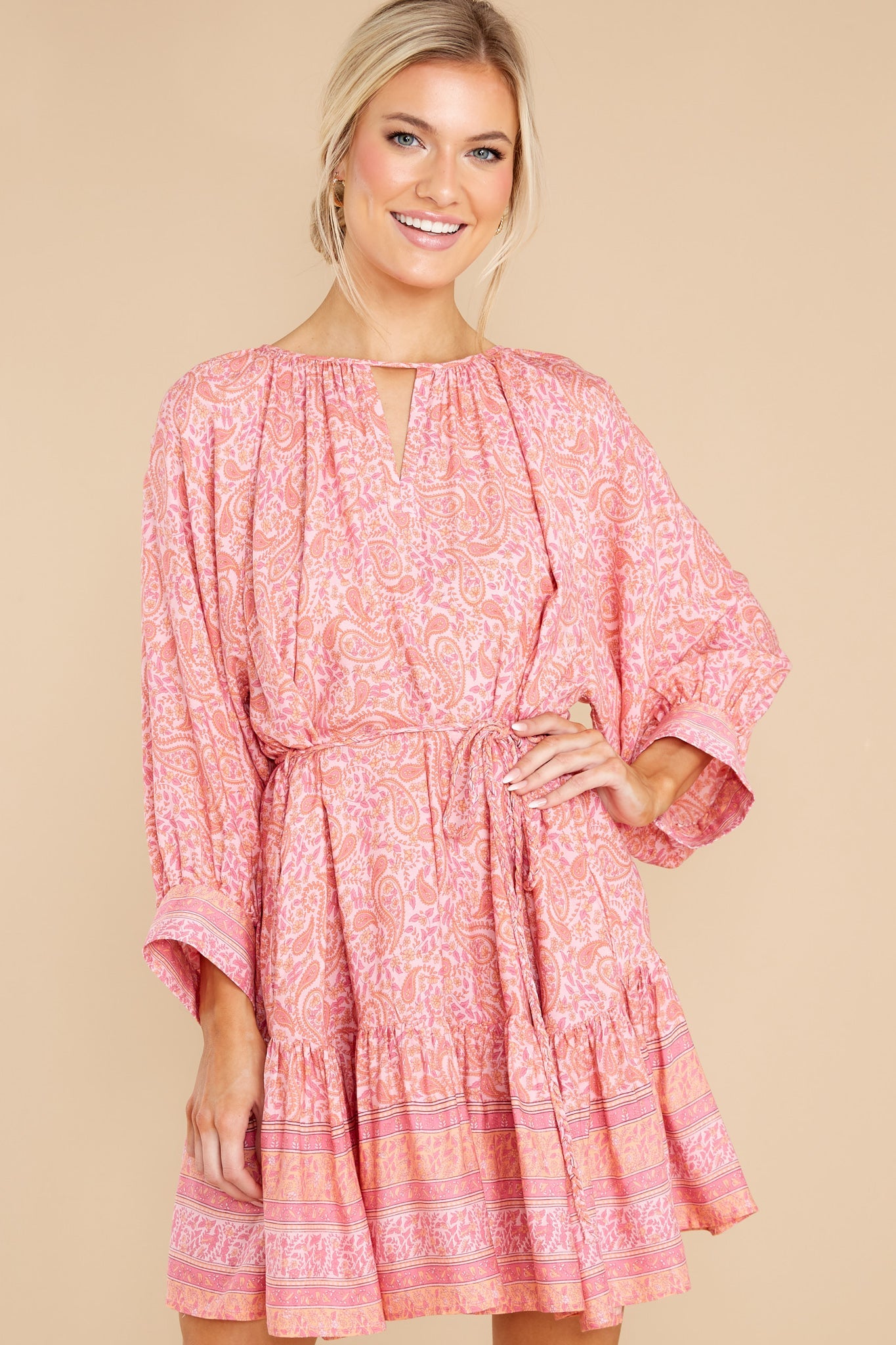 Radiant Beauty Pink Multi Print Dress