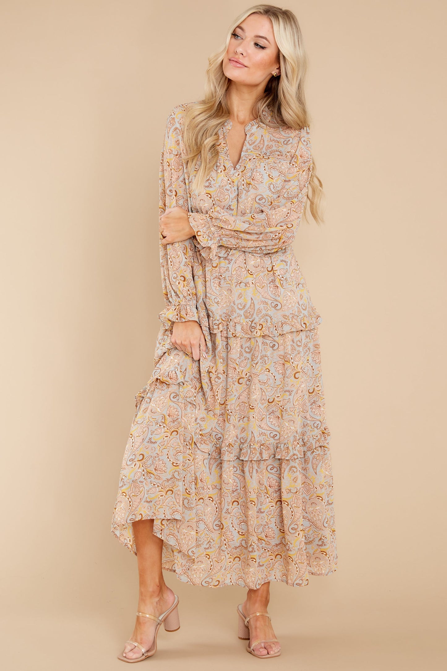From The Willows Dusty Mint And Natural Print Maxi Dress