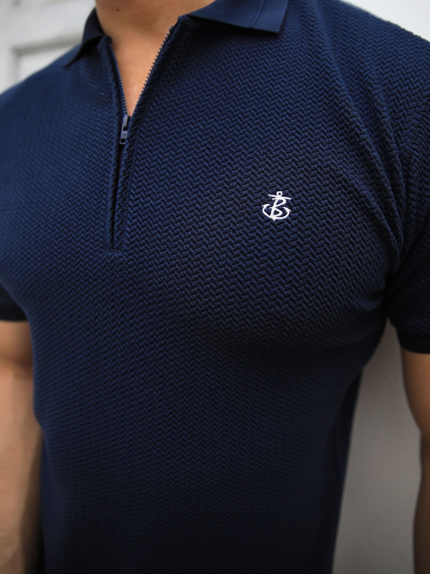 Adassil Textured Polo Shirt - Navy