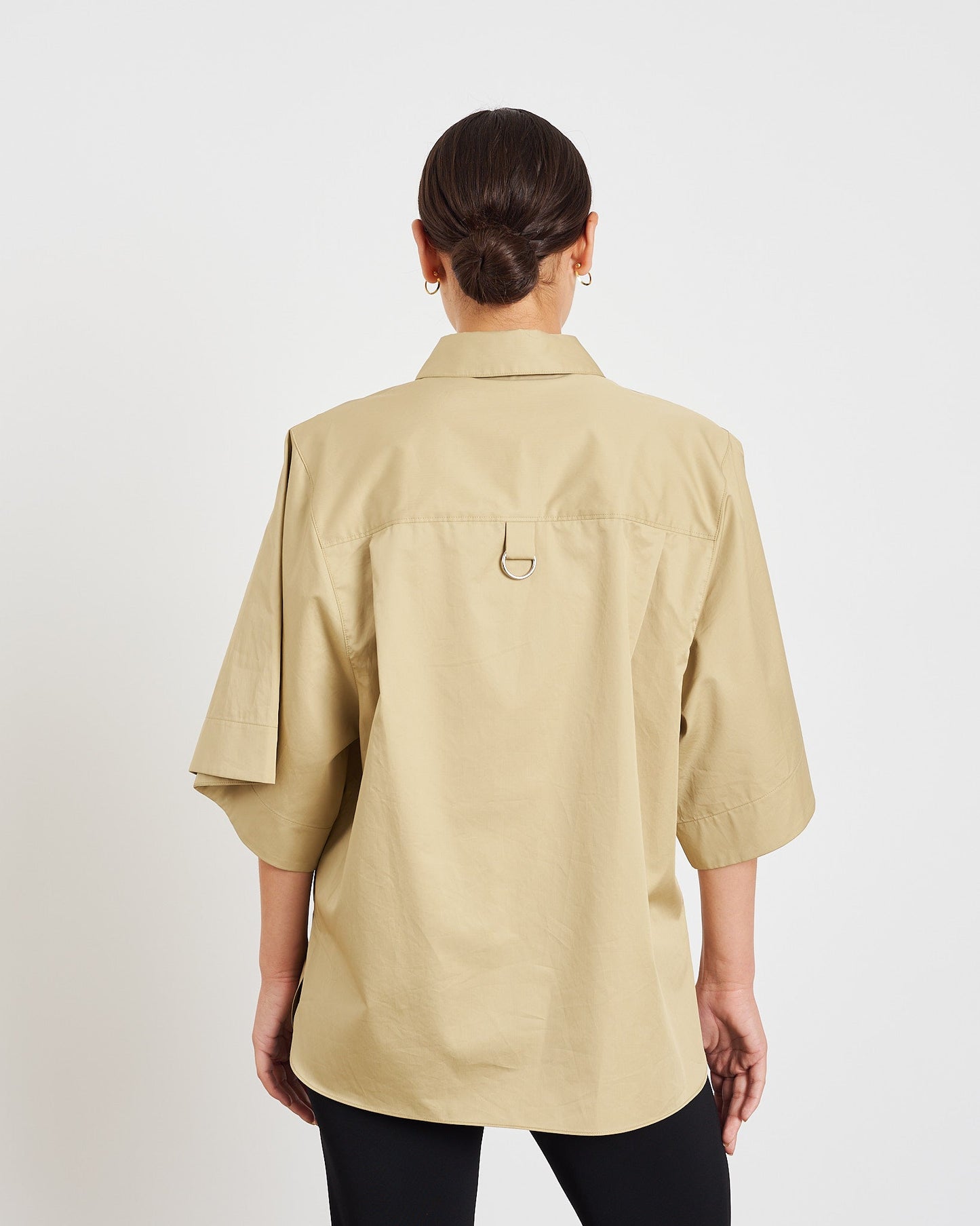 Poplin Rolled Sleeve Shirt in Clay