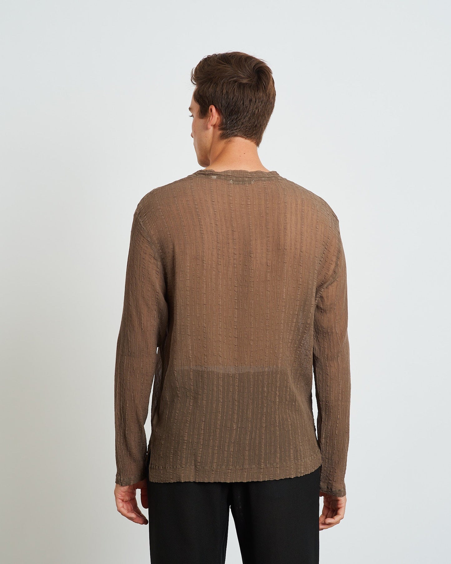 Ruffle Silk Box T-Shirt in Olive