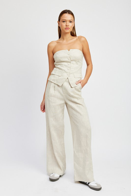 Linen Pleated Pants