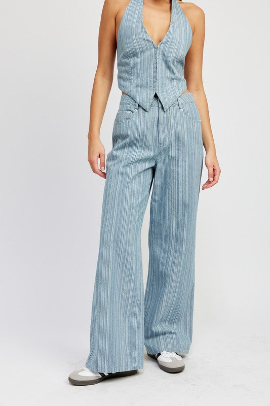 Mid rise wide leg pants