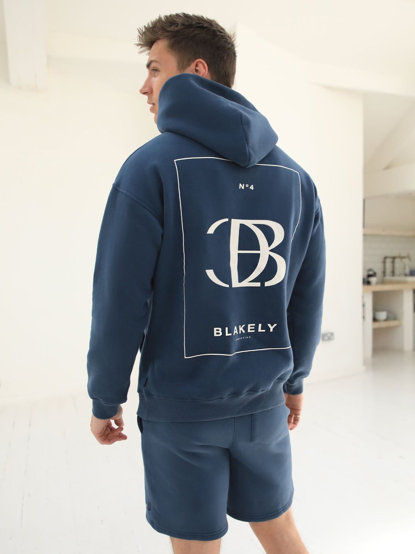 Riviera Initial Relaxed Hoodie - Mid Blue