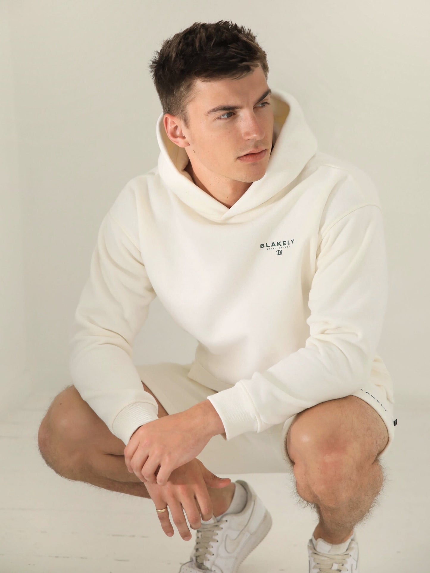 Riviera Initial Relaxed Hoodie - Off White