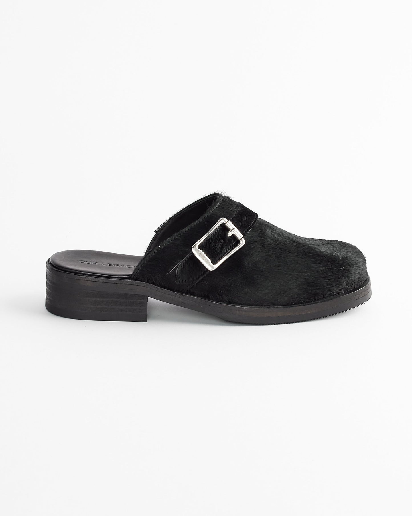 Camion Mule in Black Hide Hair