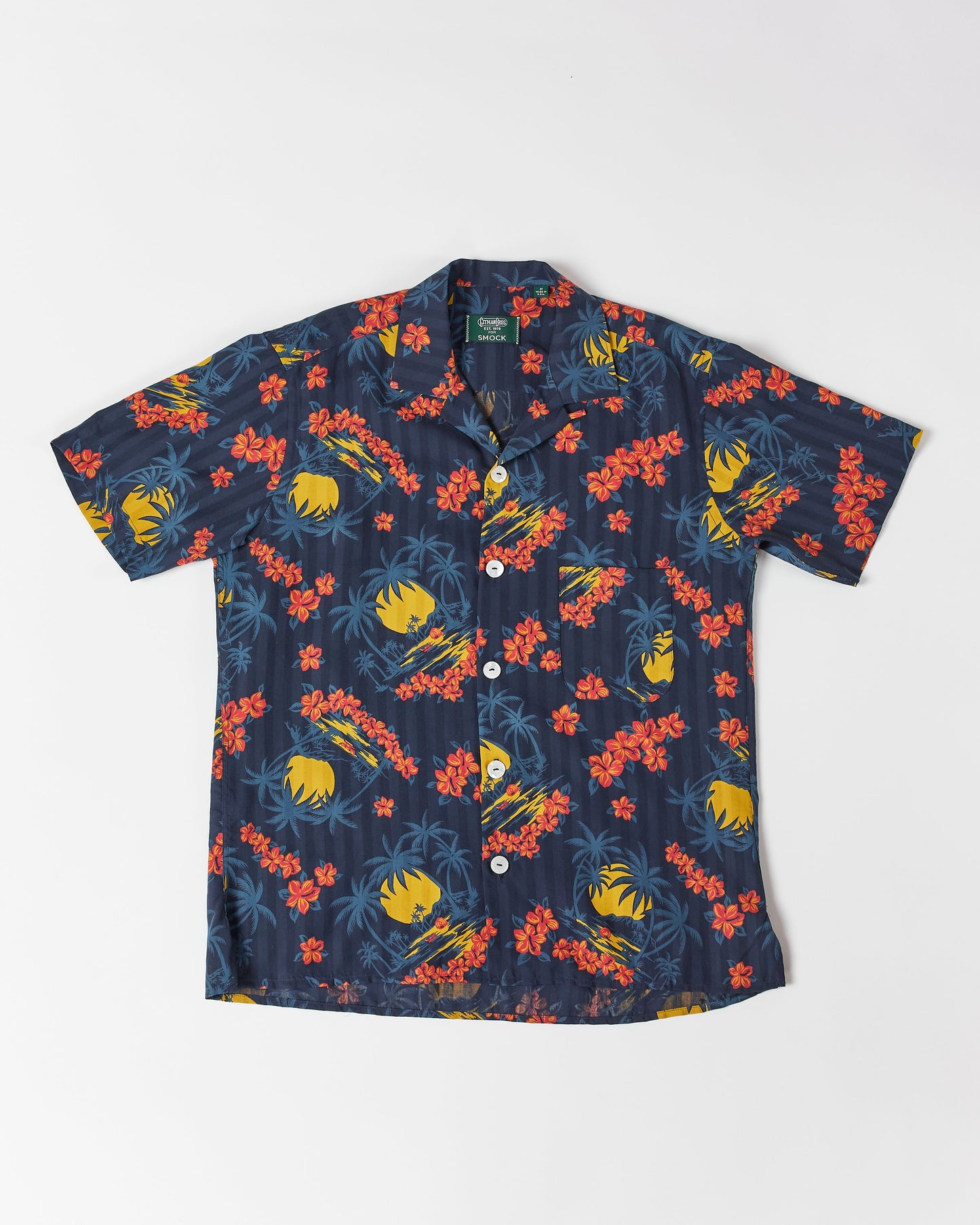 Gitman Vintage x SMOCK Short Sleeve Camp Shirt in Navy Palm Moon