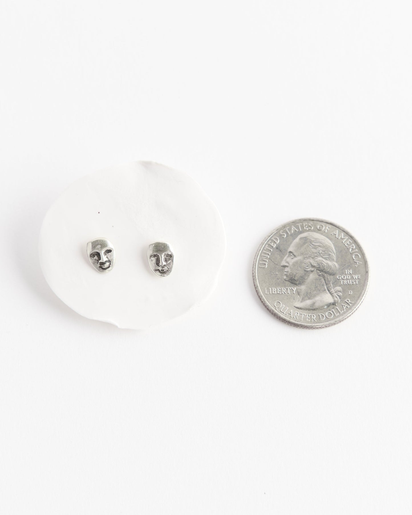 Mini Face Studs in Sterling Silver