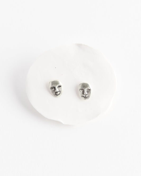 Mini Face Studs in Sterling Silver