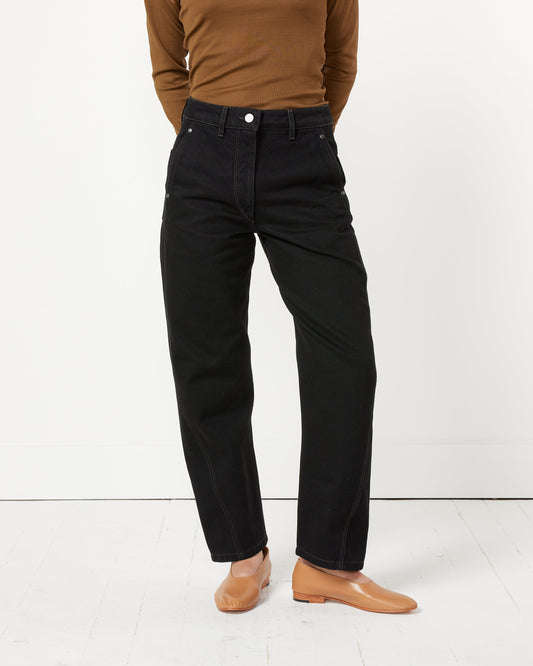 Denim Twisted Pants in Black