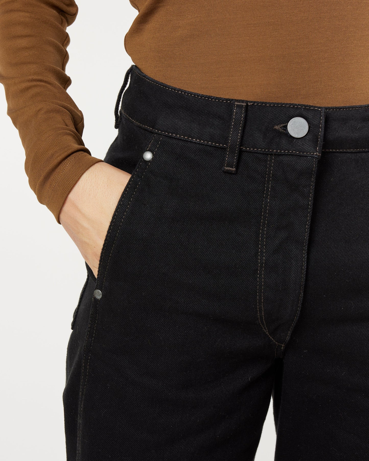 Denim Twisted Pants in Black