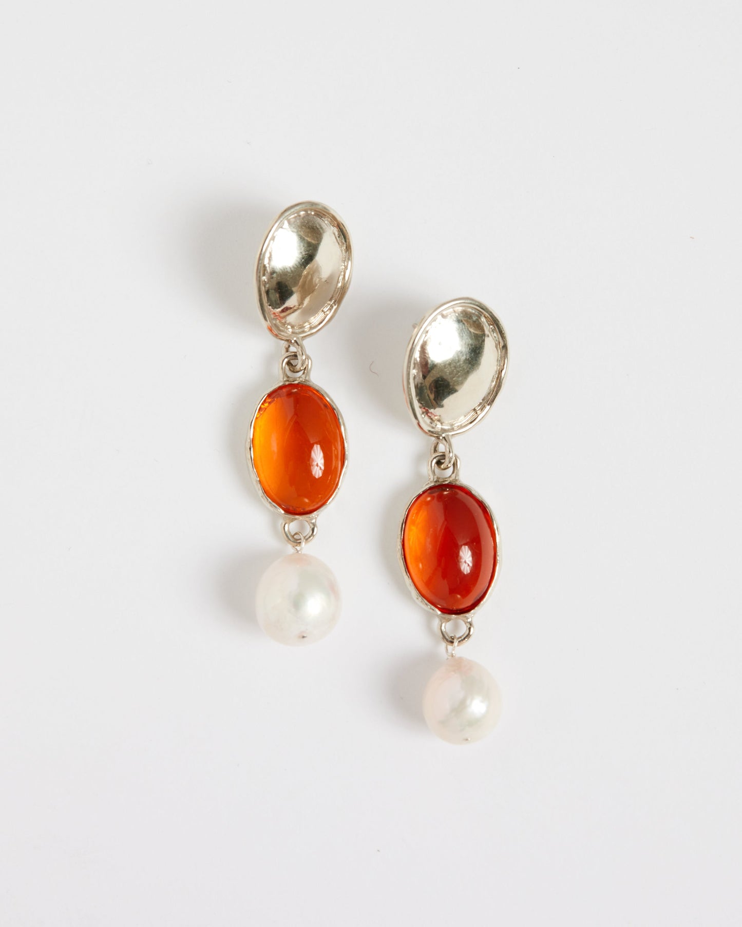 Silver Sirena Earrings in Orange