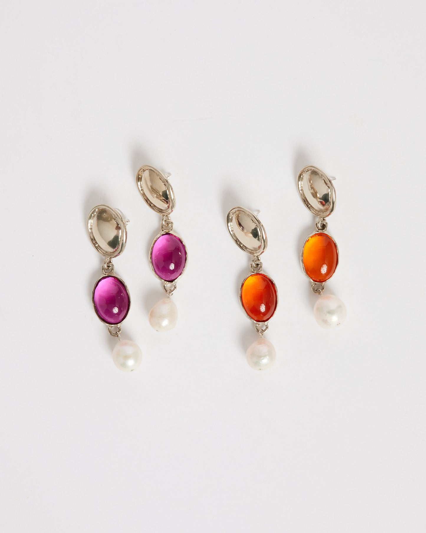 Silver Sirena Earrings in Orange