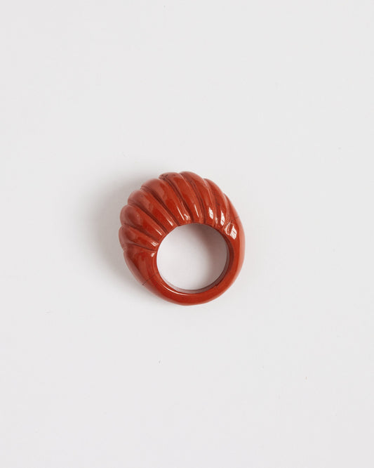 Large Shell Ring in Red Jasper