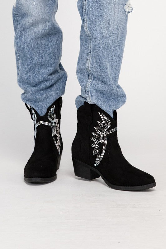 Ronan Rhinestone Western Booties