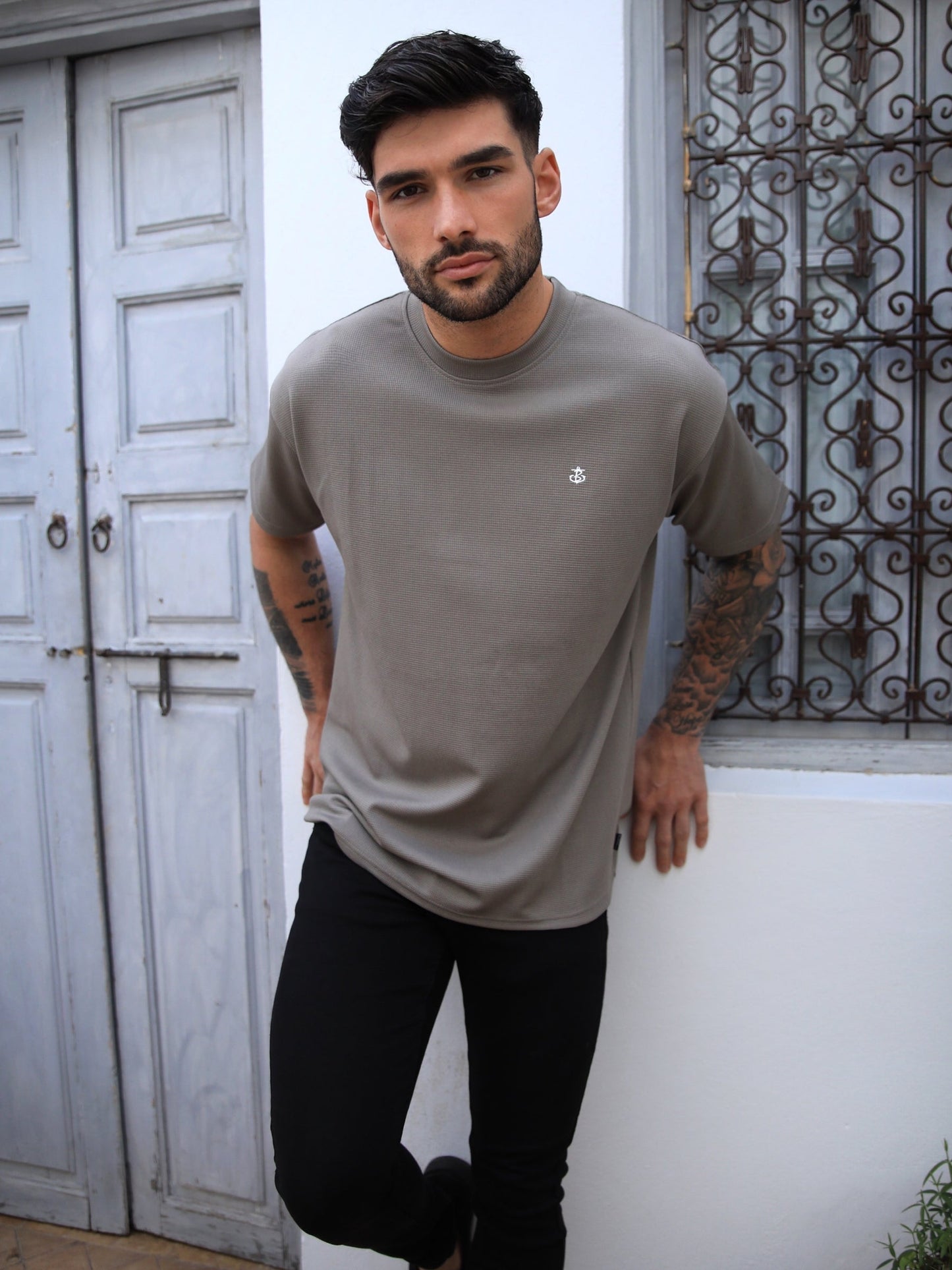Ceuta Textured Oversized T-Shirt - Pale Concrete