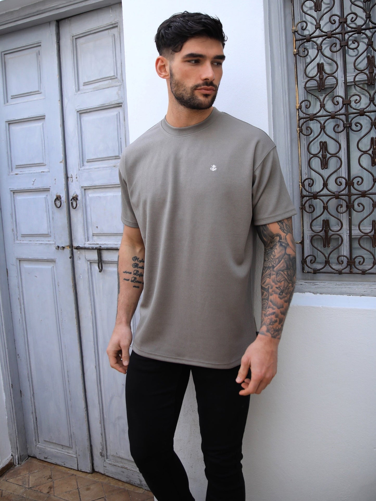 Ceuta Textured Oversized T-Shirt - Pale Concrete
