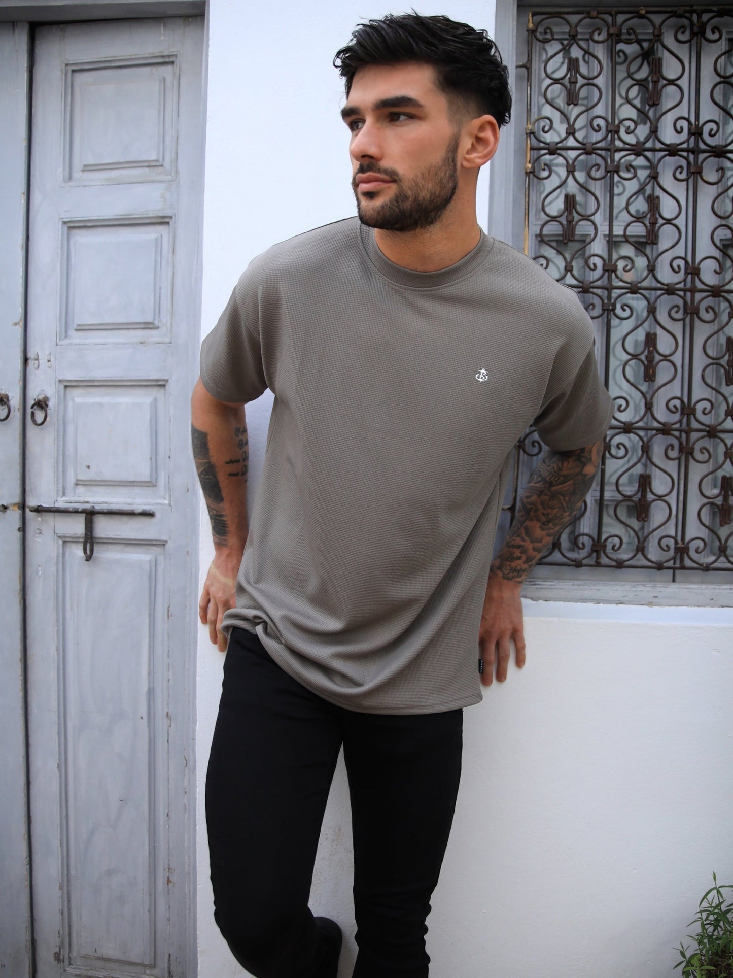 Ceuta Textured Oversized T-Shirt - Pale Concrete