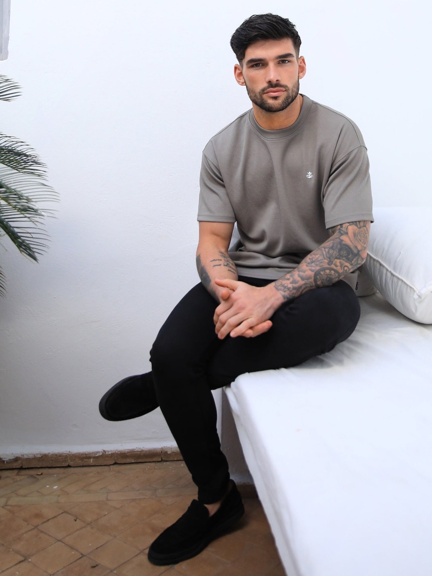 Ceuta Textured Oversized T-Shirt - Pale Concrete