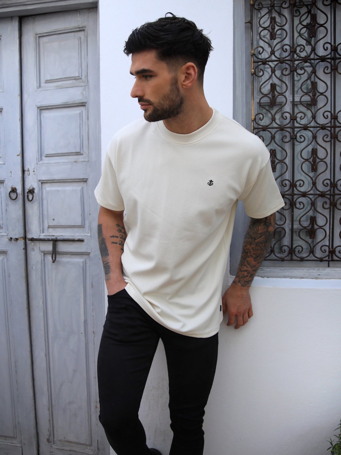 Ceuta Textured Oversized T-Shirt - Off White