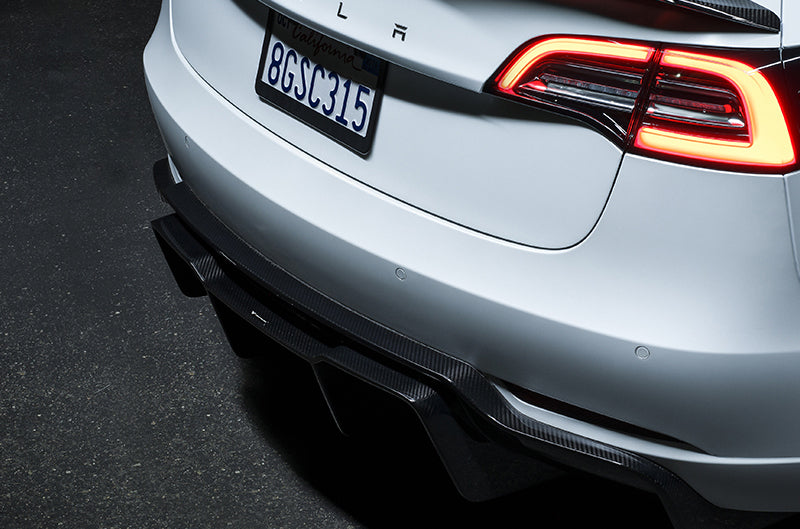 Vorsteiner Volta Aero Rear Diffuser Carbon Fiber PP 2X2 Glossy | 2017+ Tesla Model 3 (vorTEV1055)