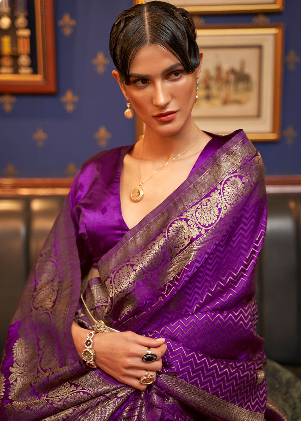 Lollipop Purple Designer Satin Silk Saree