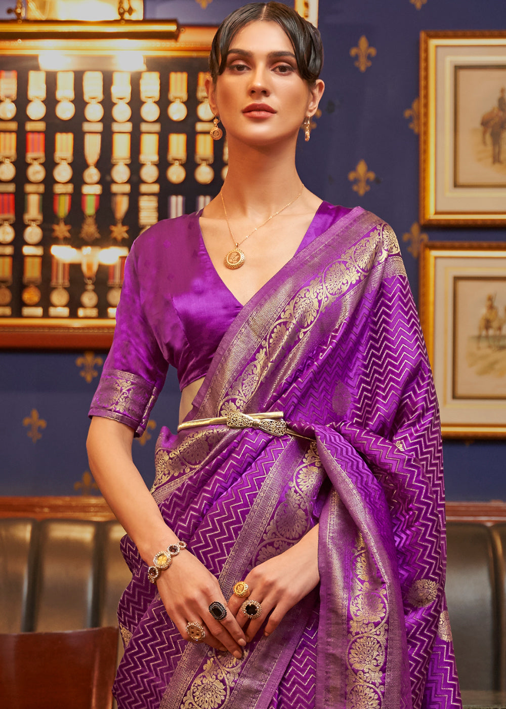 Lollipop Purple Designer Satin Silk Saree