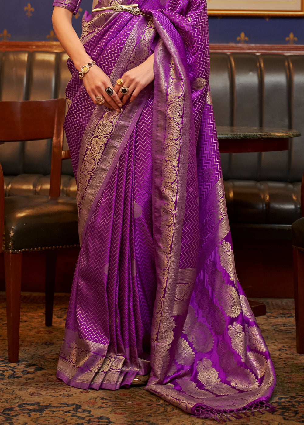 Lollipop Purple Designer Satin Silk Saree