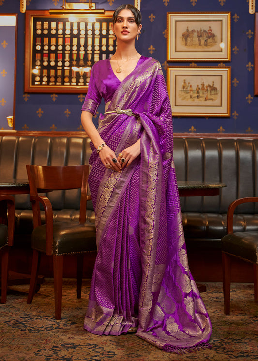 Lollipop Purple Designer Satin Silk Saree